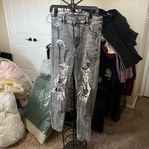 (12) American Eagle JEGGING stretchy covered rips, winter, high-rise, like new